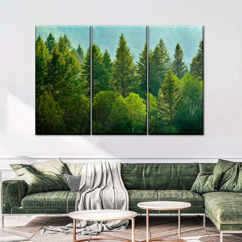 Lush Green Pine Trees Wall Art