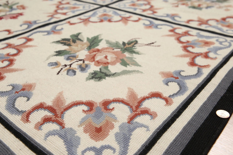 4x6 Ivory Hand Woven Needlepoint Aubusson 100% Wool Traditional Oriental Area Rug
