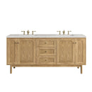 James Martin Laurent 72" Dual Mount Double Bathroom Vanity, Light Natural Oak