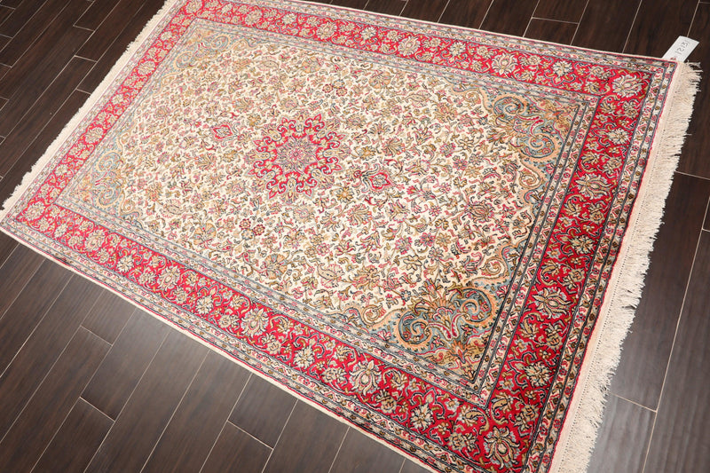 4'3"x6'3"Persian Oriental Area Rug Hand Knotted 100% Silk Traditional 400 KPSI