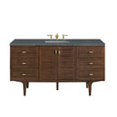 James Martin Amberly 60" Dual Mount Single Bathroom Vanity, Mid-Century Walnut