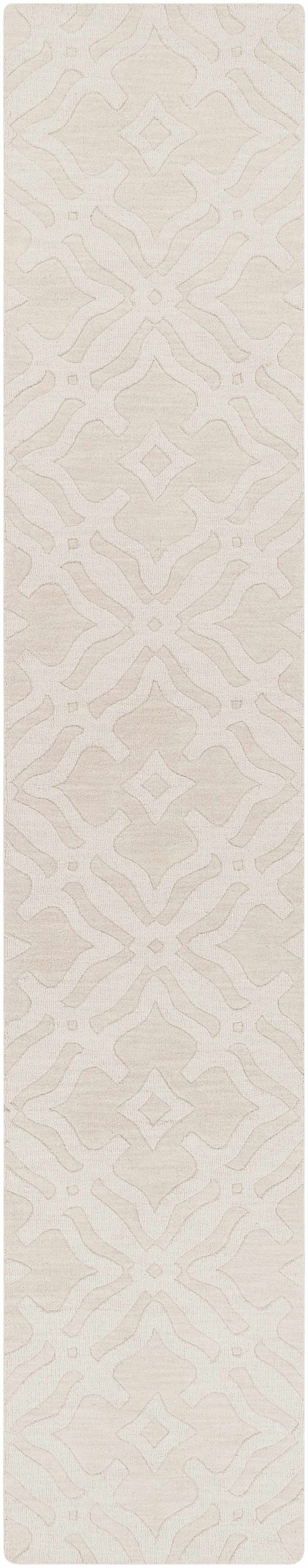 Fyffe Embossed Beige Wool Area Rug