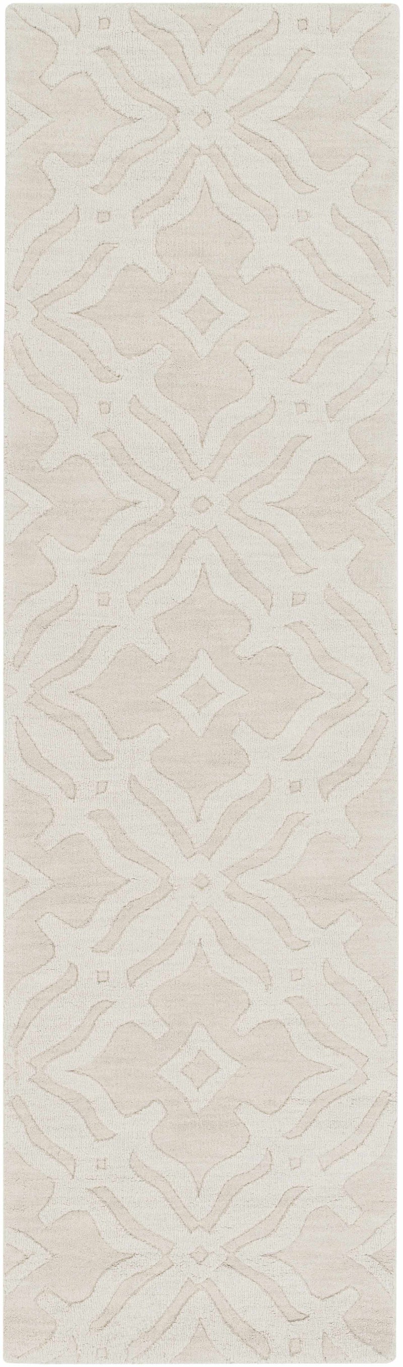 Fyffe Embossed Beige Wool Area Rug