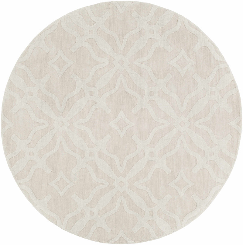 Fyffe Embossed Beige Wool Area Rug