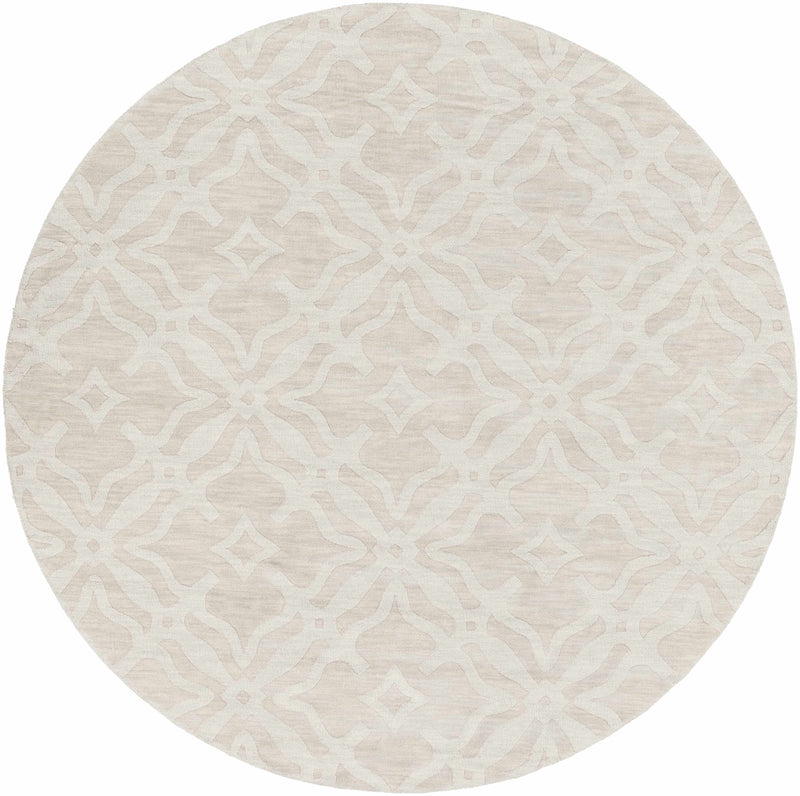Fyffe Embossed Beige Wool Area Rug