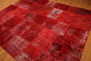 8'x10' Hand Knotted Wool Turkish Oriental over-dyed patchwork Area Rug 8x10 Red