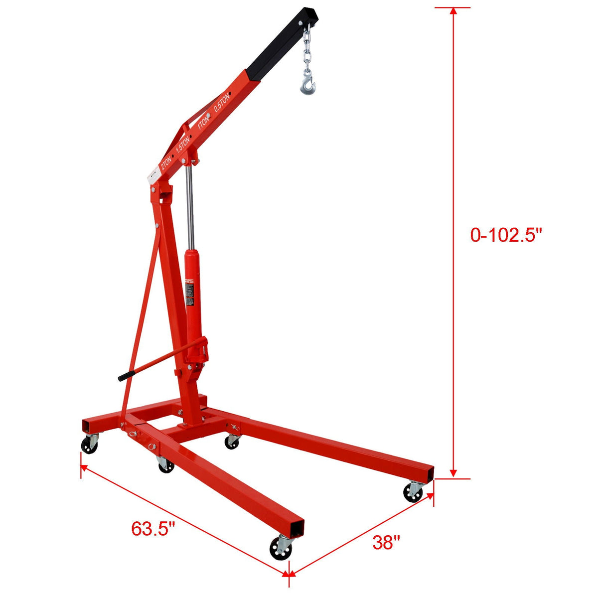 2 Ton Folding Engine Hoist Crane Lift with 6 Wheels, photo 4 of 6