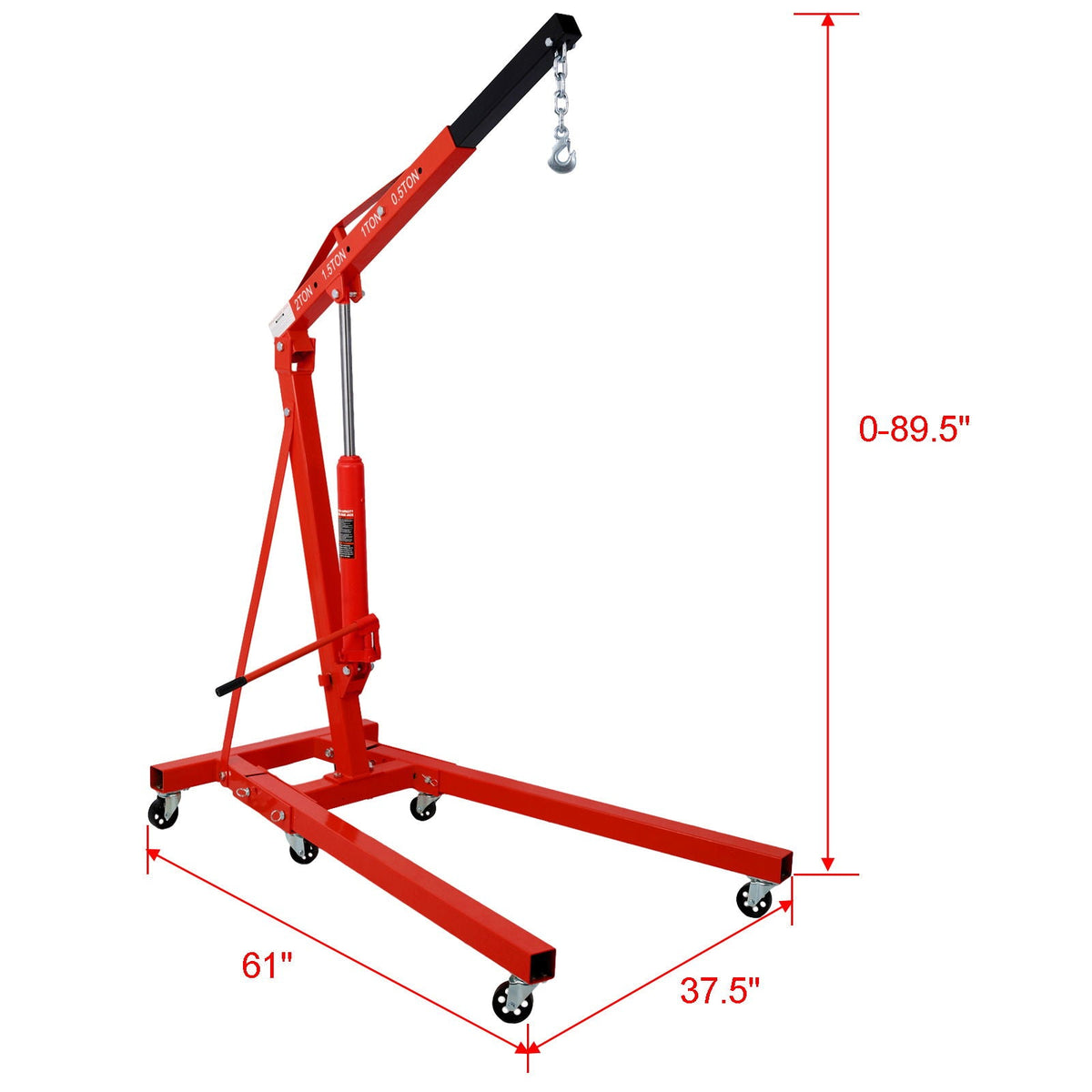 2 Ton Folding Engine Hoist Crane Lift with 6 Wheels, photo 5 of 6