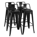 30 Inch Set of 4 Metal Counter Height Barstools with Low Back and Rubber Feet by LJGDeals
