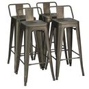 30 Inch Set of 4 Metal Counter Height Barstools with Low Back and Rubber Feet by DirectDeals