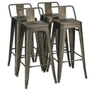 30 Inch Set of 4 Metal Counter Height Barstools with Low Back and Rubber Feet by LJGDeals