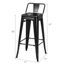 30 Inch Set of 4 Metal Counter Height Barstools with Low Back and Rubber Feet by LJGDeals
