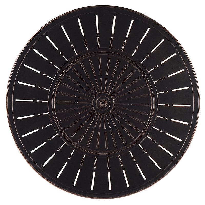 Aluminum 44-in Round Patio Fire Table Set with Swivel Rocking Chairs