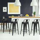30 Inch Set of 4 Metal Counter Height Barstools with Low Back and Rubber Feet by LJGDeals