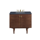 James Martin Amberly 36" Dual Mount Single Bathroom Vanity, Mid-Century Walnut