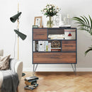 3-Tier Wood Storage Cabinet with Drawers and 4 Metal Legs by LJGDeals