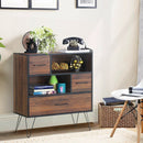 3-Tier Wood Storage Cabinet with Drawers and 4 Metal Legs by LJGDeals