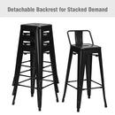 30 Inch Set of 4 Metal Counter Height Barstools with Low Back and Rubber Feet by LJGDeals