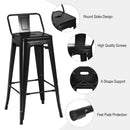30 Inch Set of 4 Metal Counter Height Barstools with Low Back and Rubber Feet by LJGDeals