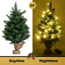 24 Inch Tabletop Fir Artificial Christmas Tree with LED Lights by LJGDeals