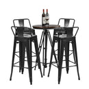 30 Inch Set of 4 Metal Counter Height Barstools with Low Back and Rubber Feet-Black