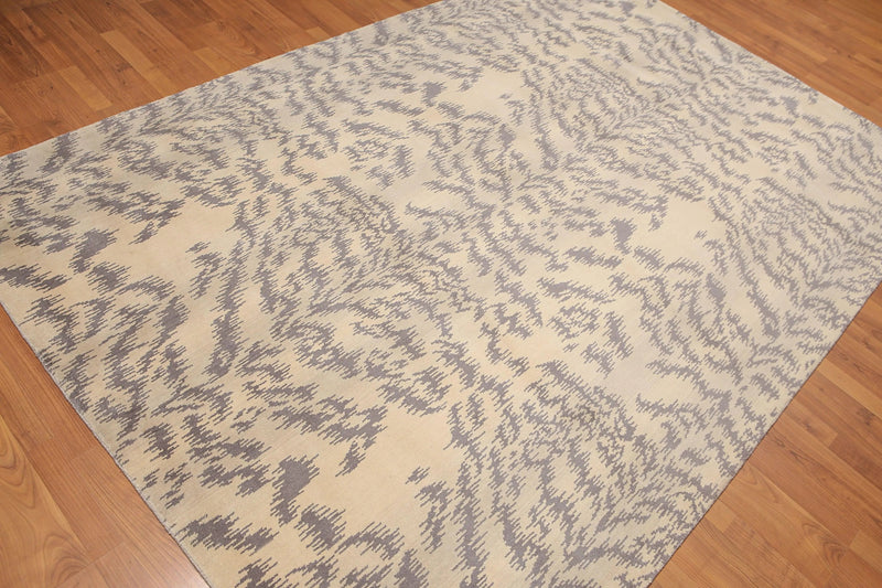 6' x 9' Hand Knotted Modern Abstract 100% Wool Area rug Beige