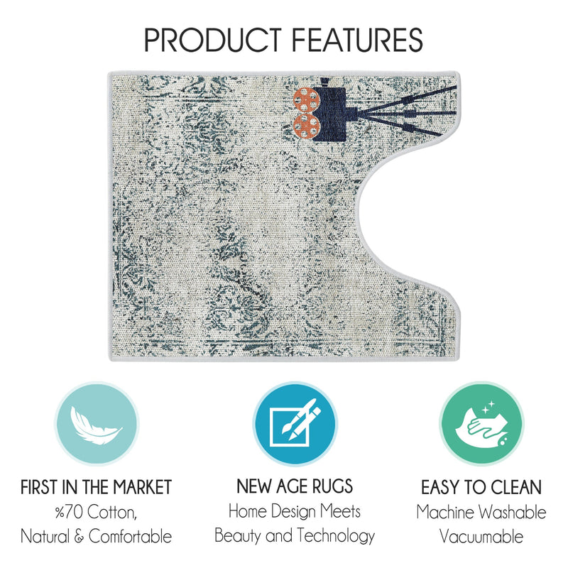 Los Angeles Design U Shape Bathroom Rug | 20”x24" | Multicolor