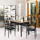 5 Pcs Dining Set Wood Metal Table and 4 Chairs with Cushions by LJGDeals