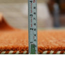 Orange Rust Gabbeh Wool Area Rug Hand Loomed with Traditional Colorful Border Design by The Rug Decor