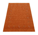 Orange Rust Gabbeh Wool Area Rug Hand Loomed with Traditional Colorful Border Design by The Rug Decor