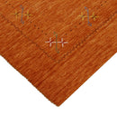 Orange Rust Gabbeh Wool Area Rug Hand Loomed with Traditional Colorful Border Design by The Rug Decor