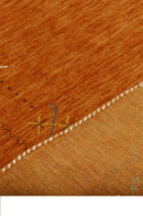 Orange Rust Gabbeh Wool Area Rug Hand Loomed with Traditional Colorful Border Design by The Rug Decor