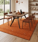 Orange Rust Gabbeh Wool Area Rug Hand Loomed with Traditional Colorful Border Design by The Rug Decor