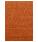 Orange Rust Gabbeh Wool Area Rug Hand Loomed with Traditional Colorful Border Design by The Rug Decor