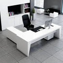 Newton · White Executive Desk w/ Mobile Storage