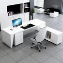 Newton · White Executive Desk w/ Mobile Storage