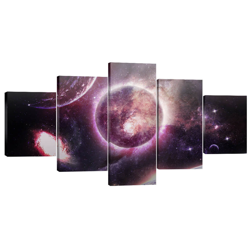 Galaxy Planet Canvas - 5 Panel