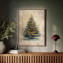 Illuminated Pines in Winter's Embrace