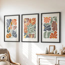 Boho Botanical Set of 3 Wall Art. Abstract Flowers Prints by Wall Art Set