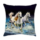 Galloping horse pillowcase vibrant linen cushion cover living room by Decorbites
