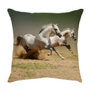 Galloping horse pillowcase vibrant linen cushion cover living room by Decorbites
