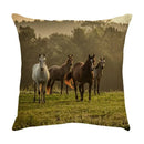 Galloping horse pillowcase vibrant linen cushion cover living room by Decorbites