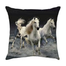 Galloping horse pillowcase vibrant linen cushion cover living room by Decorbites