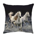 Galloping horse pillowcase vibrant linen cushion cover living room by Decorbites