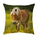 Galloping horse pillowcase vibrant linen cushion cover living room by Decorbites