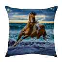 Galloping horse pillowcase vibrant linen cushion cover living room by Decorbites
