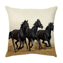 Galloping horse pillowcase vibrant linen cushion cover living room by Decorbites