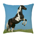 Galloping horse pillowcase vibrant linen cushion cover living room by Decorbites