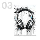 Modern black & white game controller wall art set of 6 bedroom prints by Decorbites