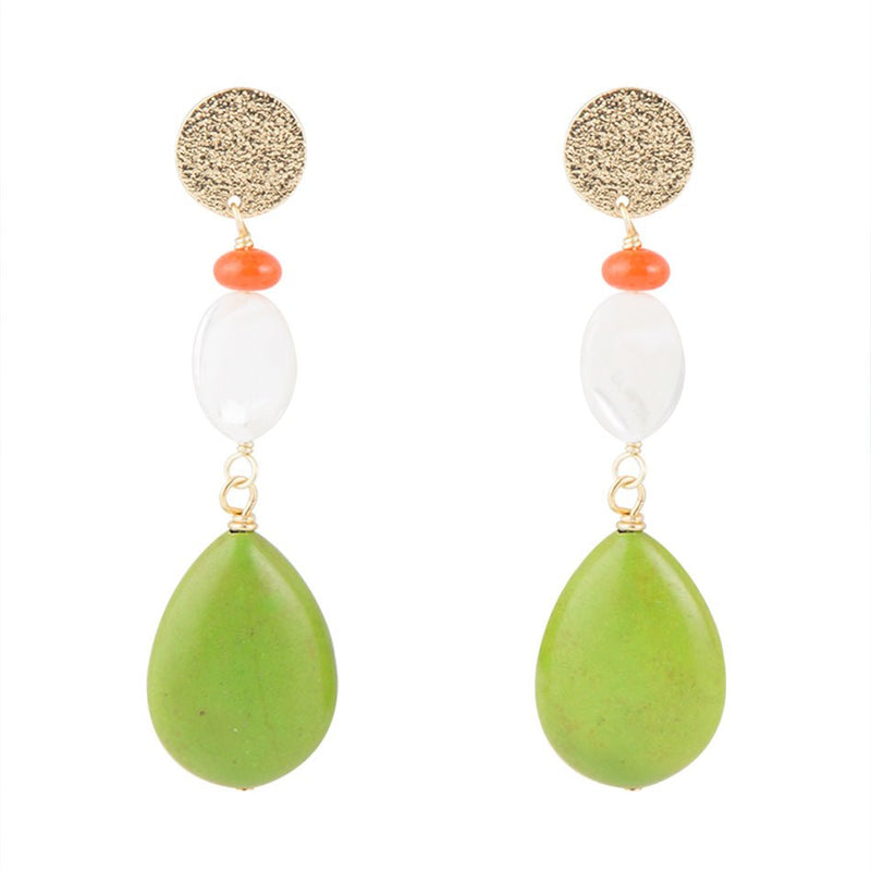 Garden Dreams Lime Turquoise Post Earrings